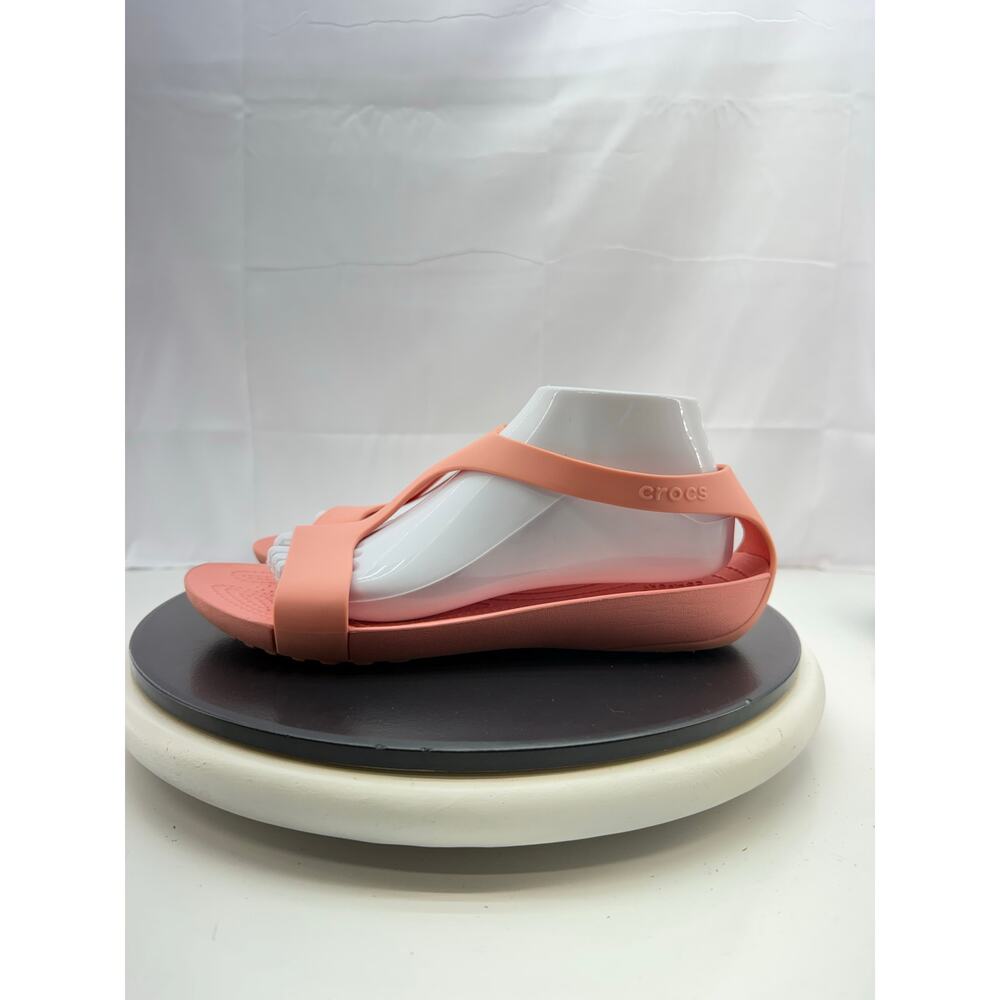 Crocs Serena T-Strap Sandals Womens Sz‎ 10 Pink Open Toe Slingback Comfort Flats